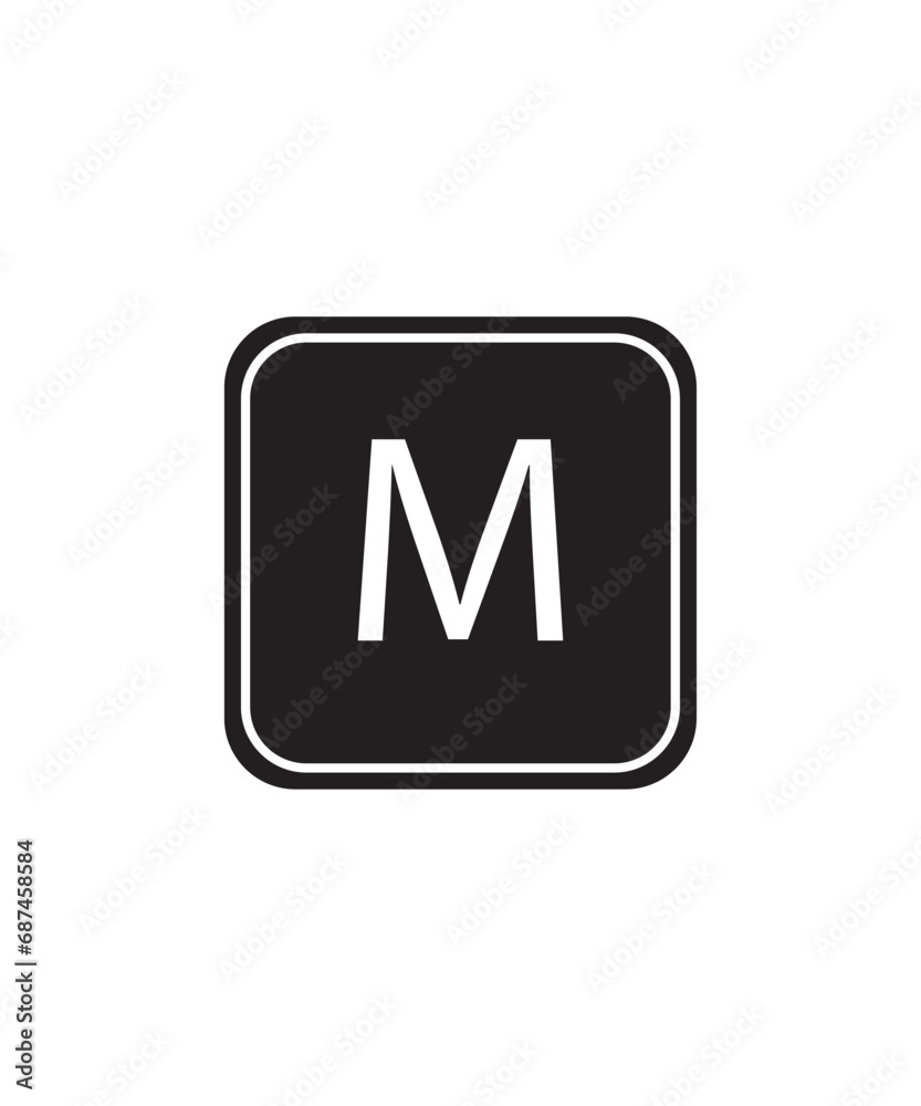 M button icon, vector best flat icon. M button icon, vector best flat icon.
