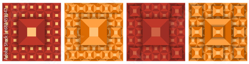 Big Set trendy Geometric background. Collection red Geometry square backdrop. Vector illustration can used web poster, banner, card cover and print. 3D Peach fuzz Background. 