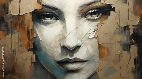 abstract monochrome face blend thoughts