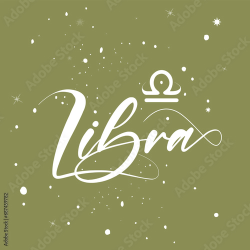 Libra zodiac typography and calligraphy, astrologi Libra element, Abstract illustration of the zodiac sign Libra, Icon Astrology Libra, Zodiac icon. Astrology. Vector illustrat photo