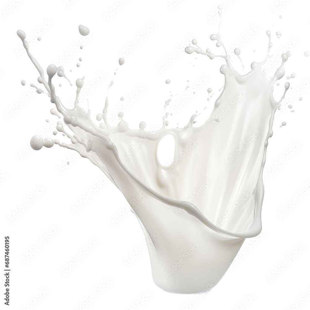Milk splash isolated on a transparent or white background