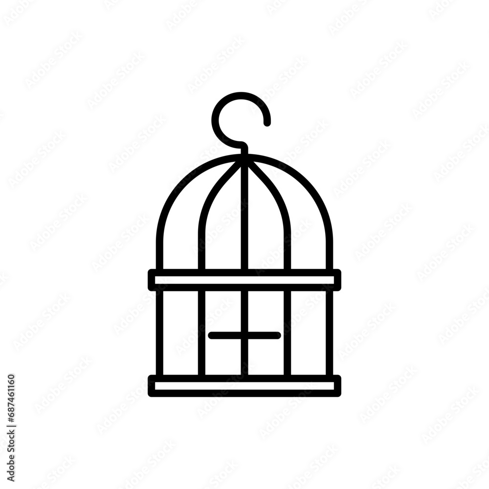 Bird cage vector illustration set in black and white color.