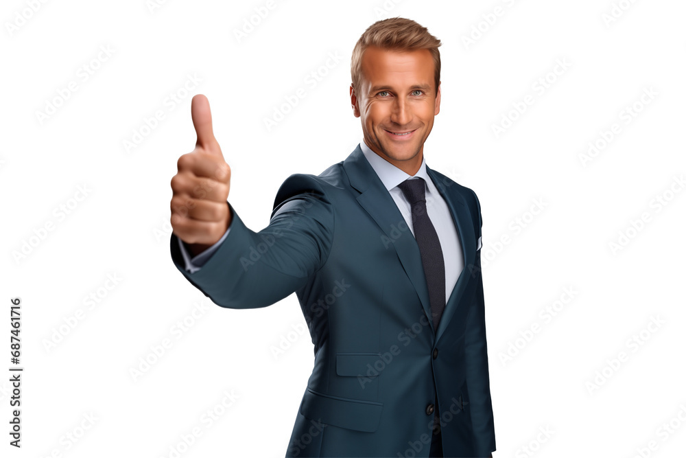 Confident businessman in a black tuxedo giving a thumbs-up, ideal for promotion and motivational content on a transparent background. Confident businessman in a black tuxedo giving a thumbs-up, ideal for promotion and motivational content on a transparent background.