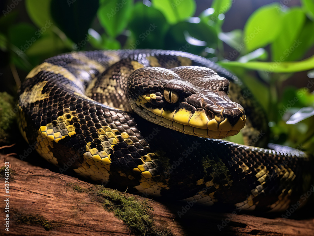 Carpet Python resting in its natural habitat. Carpet Python resting in its natural habitat.