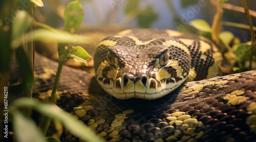 Carpet Python resting in its natural habitat.