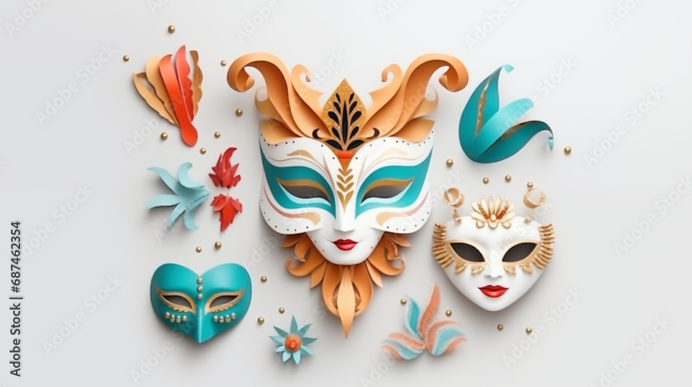 Colorful and folkloric Venetian carnival mask