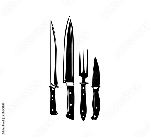 Knife set hand drawn vector graphic asset