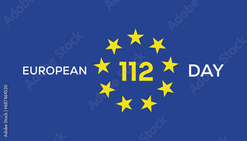 Vector illustration on the theme of European 112 Day observed each year during February.banner, Holiday, poster, card and background design.