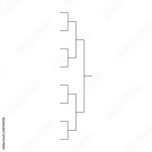 Bracket sport tournament, blank elimination event sign, playoff match vector illustration