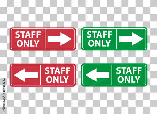 Set of Only staff icon, danger zone symbol, safety entry person sign vector illustration