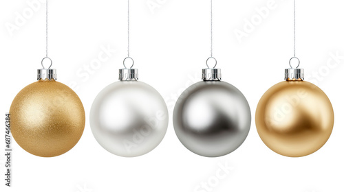hanging christmas balls isolated on white background