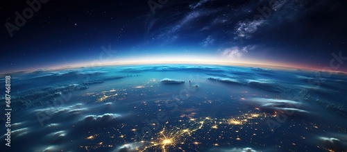 Earth View from Space with City Lights