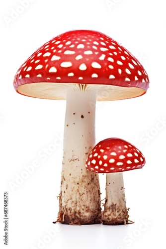 red poison mushrooms isolated on white background, vertical
