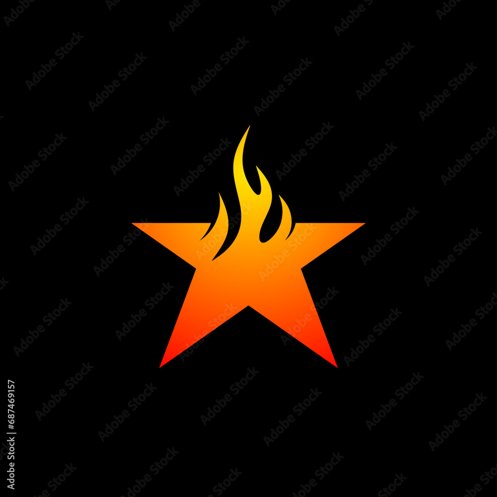 Obraz premium Black rear catar fiery star logo