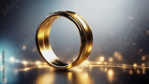 Eleganza Dorata- Anello Astratto con Linee di Luce Radiante