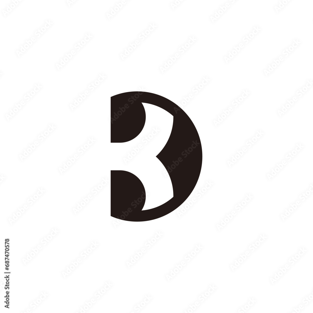 Letter D or number three logo, modern and minimalist style Letter D or number three logo, modern and minimalist style