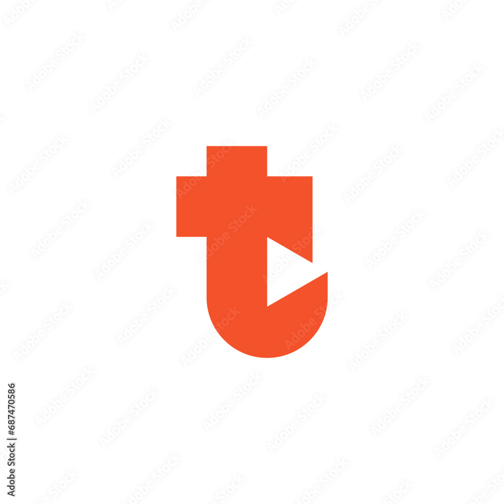 Modern and minimalist play button T letter logo Modern and minimalist play button T letter logo