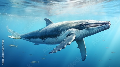 Illustration of a blue whale swimming