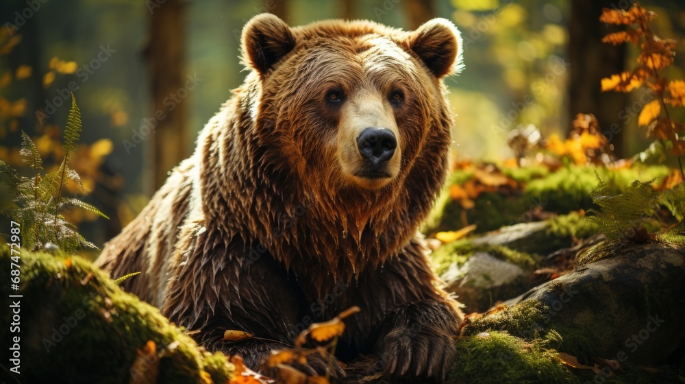 A wild adult Brown Bear Ursus Arctos in a summer