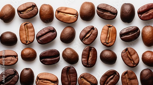 Texture of coffee beans isolated on a white background