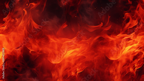 Intense Blaze and Fiery Texture: Burning Inferno Creates a Dynamic Heatwave - Powerful Flame Conflagration Ideal for Banner Backgrounds and Designs.