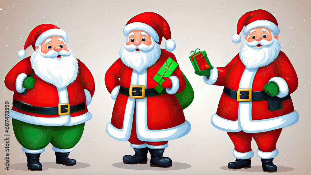A Group of Santa Clauses with Presents