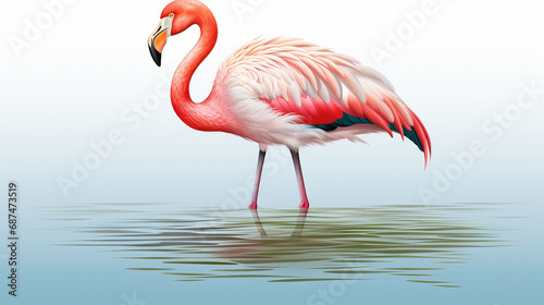 flamingo in the water HD 8K wallpaper Stock Photographic Image 