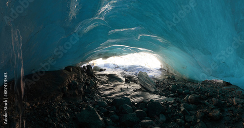 Uncerneath the ice of the Rhone Glacier