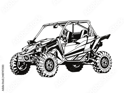 off road vehicle vector illustration in black and white style