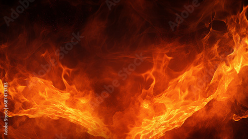 Intense Fiery Background: Abstract Blaze of Red and Orange Flames - Captivating Texture of Heat and Passion, Perfect for Dynamic Energy Concepts and Vibrant Designs.
