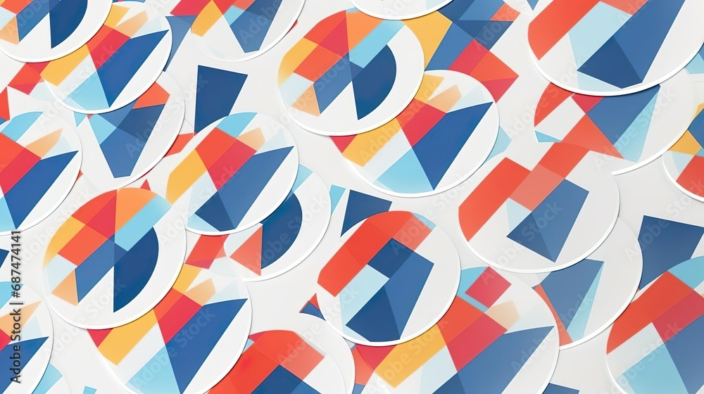 Fototapeta premium Diagonal Layout Round Stickers