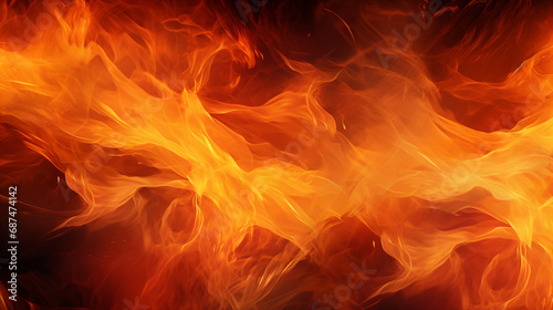 Intense Fiery Background: Abstract Blaze of Red and Orange Flames - Captivating Texture of Heat and Passion, Perfect for Dynamic Energy Concepts and Vibrant Designs.