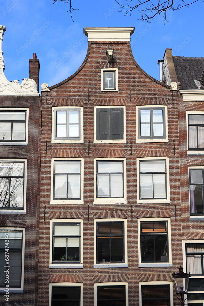 Fototapeta premium Amsterdam Bloemgracht Canal House Facade Close Up, Netherlands