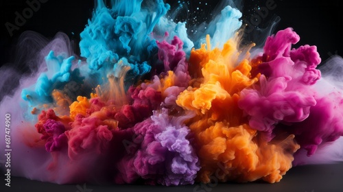 Explosion of colorful powders isolated on white back