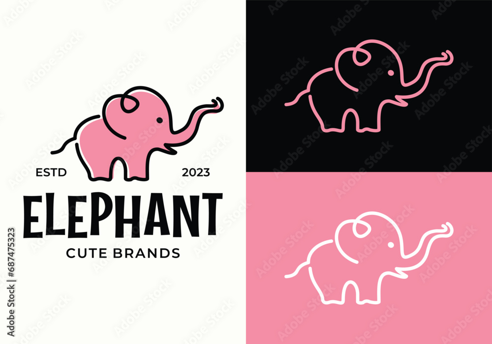Cute elephant logo icon vector illustration design