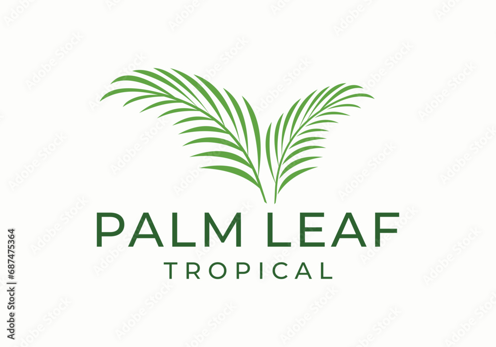 tropical palm leaf logo icon vector illustration design