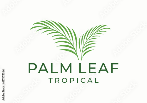 tropical palm leaf logo icon vector illustration design