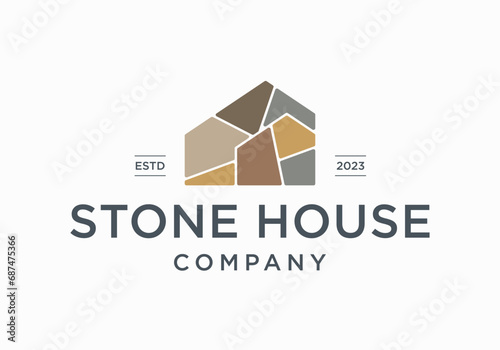 stone house logo icon vector design template