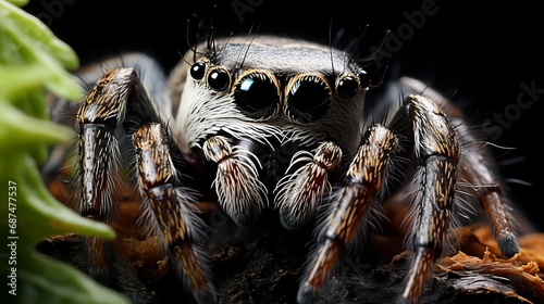 The black eye of a jumping spider