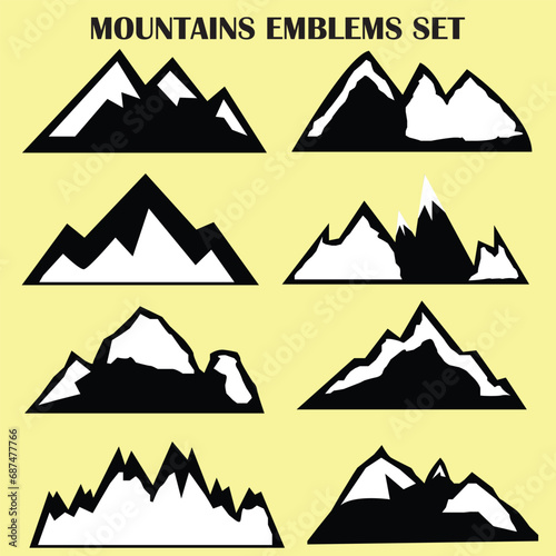 Set of 8 Mountain Shapes For Logos. eps file 1.