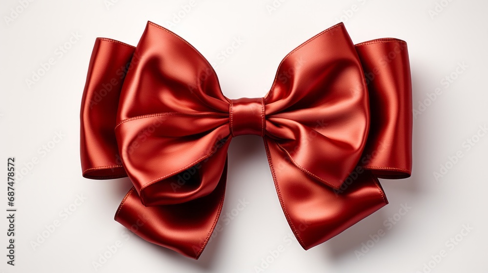 Red ribbon and bow isolated on white background