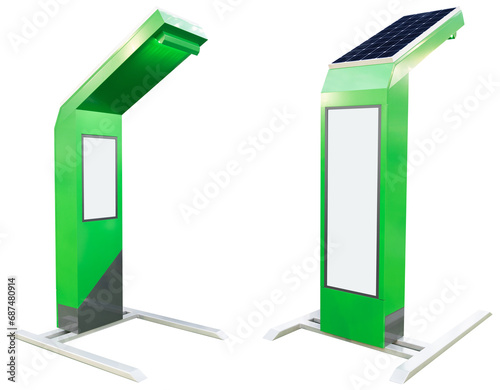 Isolated street screen for advertising - information board powered by solar panel	