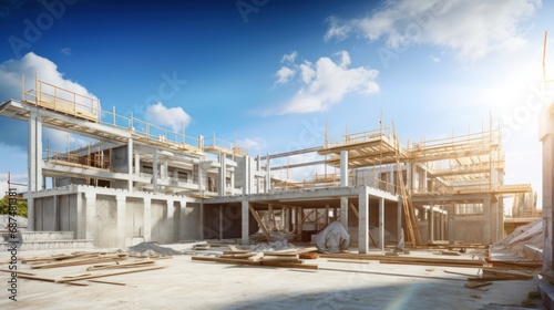 construction site building with cement material structure ,House under construction, structure and pre-construction planning