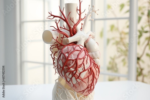 Vital Human Heart Anatomy. Intricate Structure Guiding Blood Circulation in the Chest Cavity photo