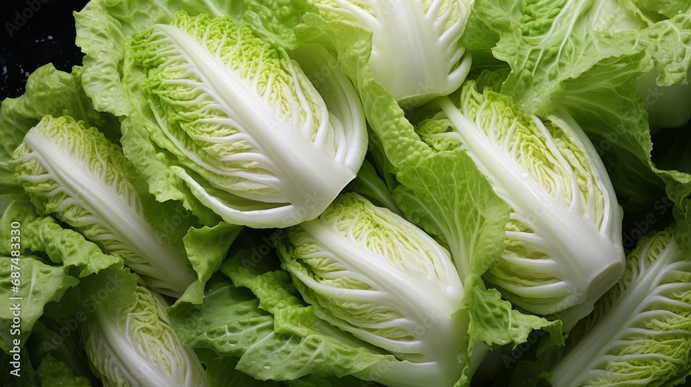 Macro shot of the texture of fresh Chinese cabbage - obrazy, fototapety, plakaty 