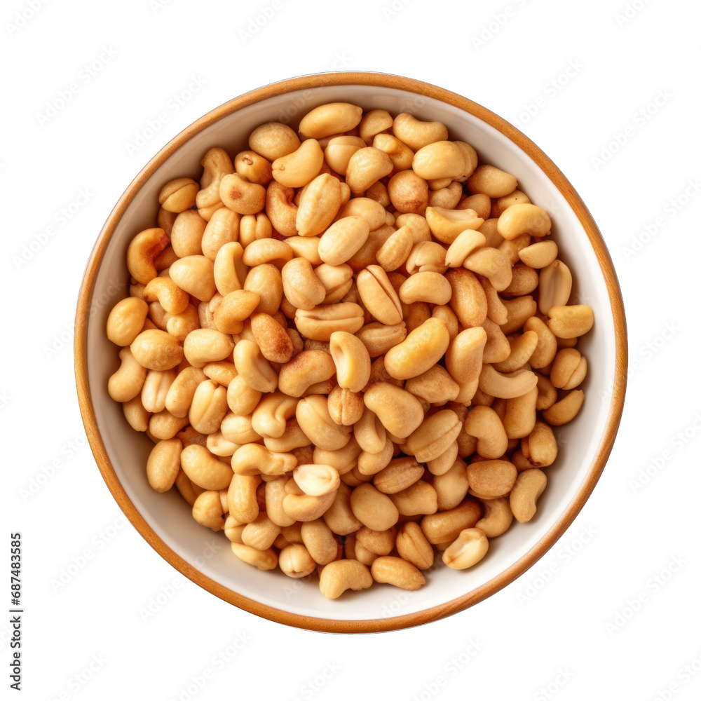 vu de dessus d'un bol rempli de cacahouètes salées vu de dessus d'un bol rempli de cacahouètes salées