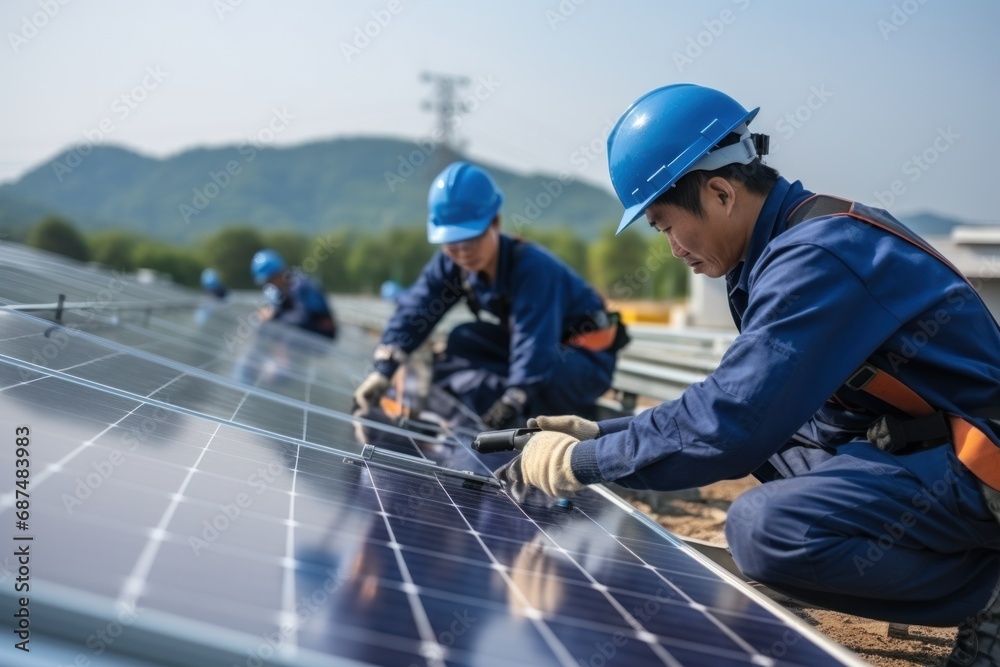 Sustainable Energy in Focus: Stock Imagery of Solar Power Plant Operation and Maintenance