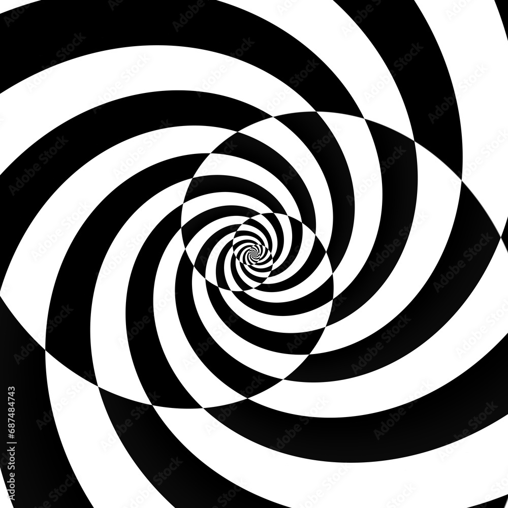 Naklejka premium Hypnotic spiral background. Optical illusion style design.