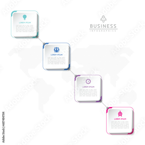 Vector infographic business presentation template connected with 4 options