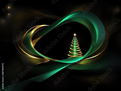 New Year, Christmas - Christmas tree and Christmas decorations, festive background - AI generative art